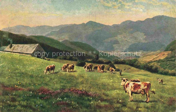 Hoffmann  Heinrich Kuenstlerkarte Sueddeutschland Alsace Melkerei Bahnenebrunnen