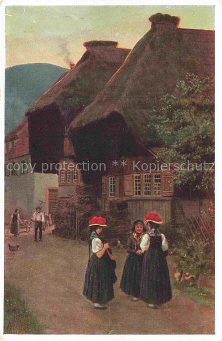 Hoffmann  Heinrich Kuenstlerkarte Sueddeutschland Alsace Dorfstrasse im Schwarzw