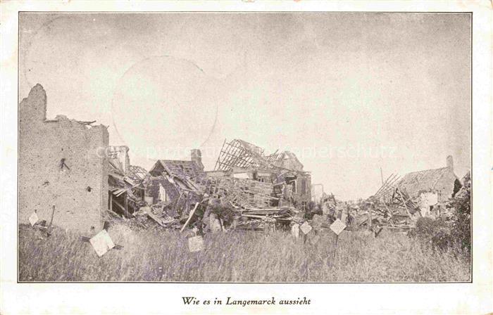 Langemark Langemarck Poelkapelle West-Vlaanderen Belgie Zerstoertes Dorf in WK1