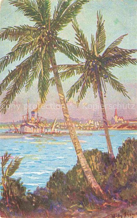 Daressalam Dar-es-Salaam Tansania Panorama Palmen Dampfer
