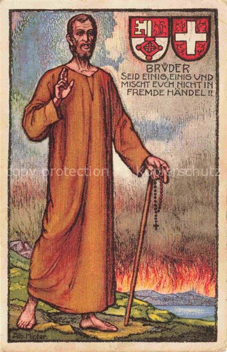 Hinter Albert Kuenstlerkarte Engelberg OW Brvder V. Jahrhundertfeier Bruder Klau