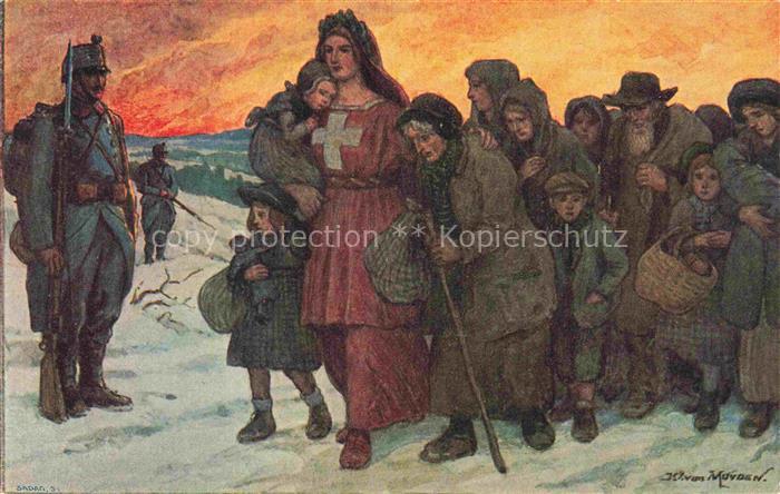 Myden van Jacques Alfred Kuenstlerkarte HELVETIA Bundesfeier Zu Gunste durch den