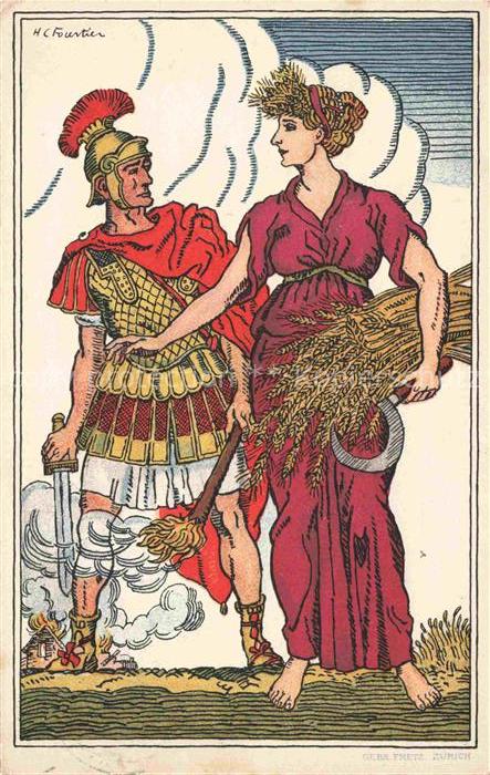 Fourtier H. C. Kuenstlerkarte Bundesfeier Fuer die Notleidende