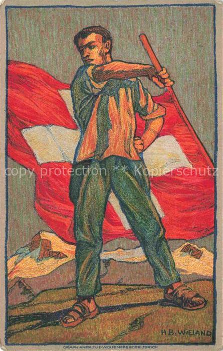 Wieland Hans Beat Kuenstlerkarte Bundesfeier Roten Kreuz