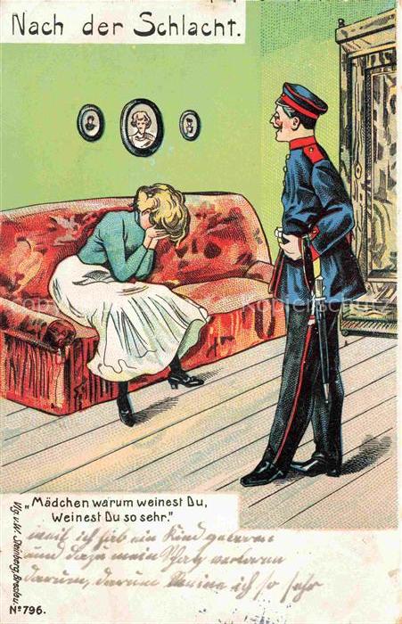 Verlag Steinberg Breslau Litho Nr. 796Nach der Schlacht Maedchen warum weinst du