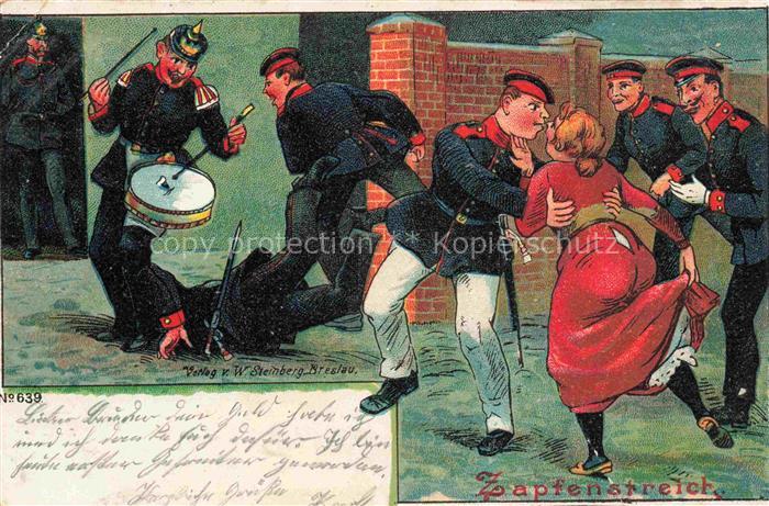 Verlag Steinberg Breslau Litho Nr. 639 Zapfenstreich