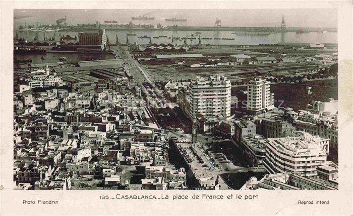 CASABLANCA Maroc Place de France et le port vue aérienne