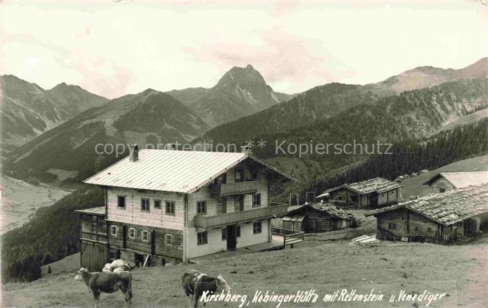 Kirchberg Tirol AT Kobingerhuette mit Rettenstein und Venediger