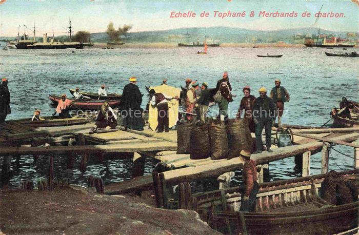 Constantinople Constantinopel ISTANBUL TK Echelle de Tophané et Merchands de cha