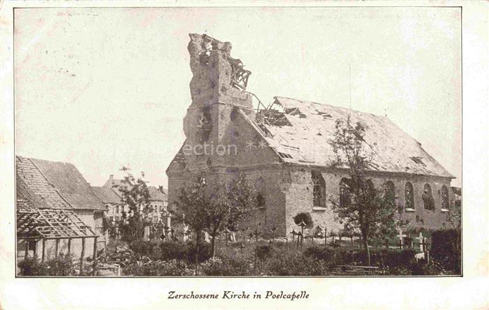Poelcapelle Poelkapelle Ypern West-Vlaanderen Belgie Zerschossene Kirche Truemme