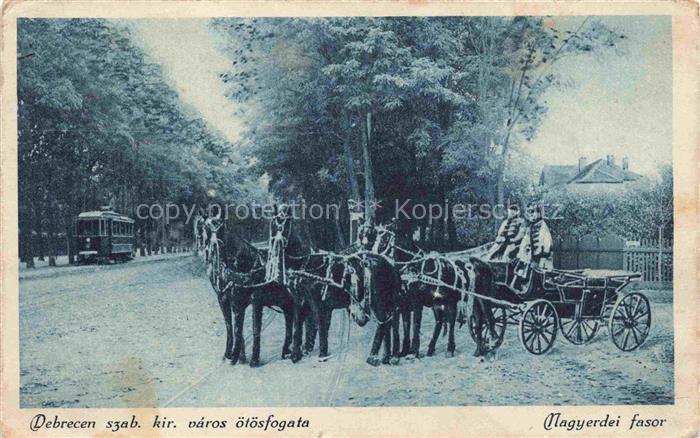 DEBRECEN Debreczen Debrezin HU szab. kir. város oetoesfogata Pferdekutsche