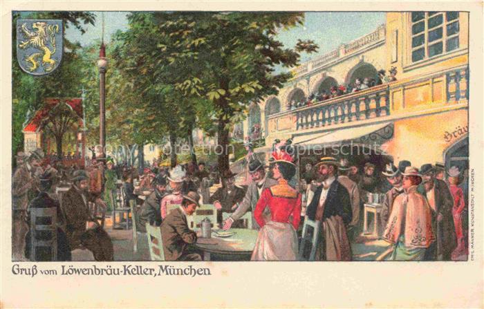 Muenchen Bayern Loewenbraeu-Keller Kuenstlerkarte