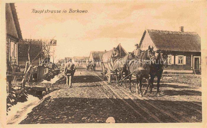 Borkowo Warschau WARSZAWA PL Hauptstrasse Pferdefuhrwerk Ostpreussenhilfe Verban