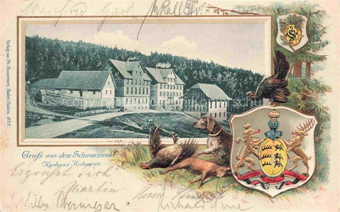 Ruhestein Baiersbronn BW Kurhaus im Schwarzwald Wappen Tiere