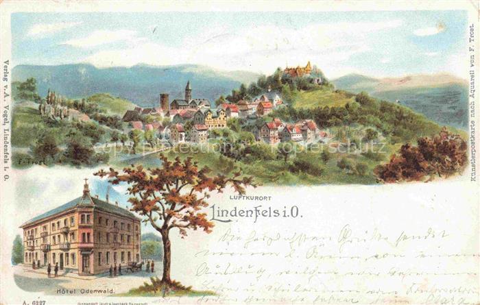 Lindenfels Odenwald Panorama Hotel Odenwald Litho