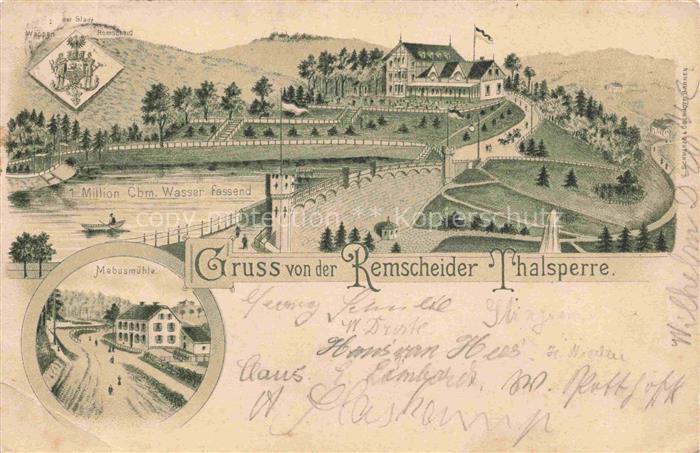 REMSCHEID NRW Talsperre Hotel Restaurant Mebusmuehle Litho
