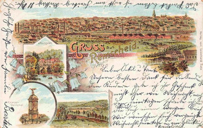 REMSCHEID NRW Panorama Muengsten Kriegerdenkmal Talsperre Deutsche Reichspost Li