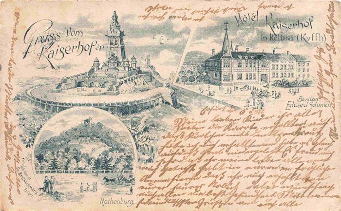 Kelbra Kyffhaeuser Hotel Kaiserhof Kyffhaeuserdenkmal Rothenburg Kuenstlerkarte