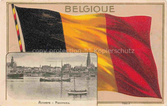 ANVERS Antwerpen Panorama Hafen Flagge