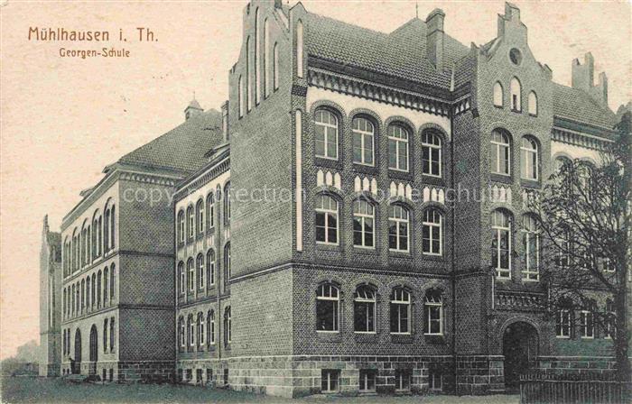 Muehlhausen Thueringen Georgen-Schule Lazarett-Stempel