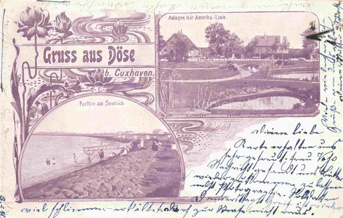 Doese CUXHAVEN Anlagen der Amerika-Linie Partie am Seedeich Deutsche Reichspost