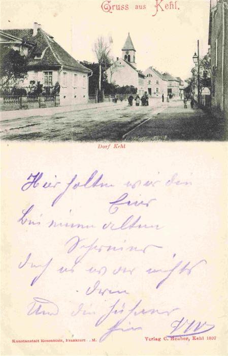 Kehl  Rhein Baden BW Dorf Kehl Blick zur Kirche Deutsche Reichspost