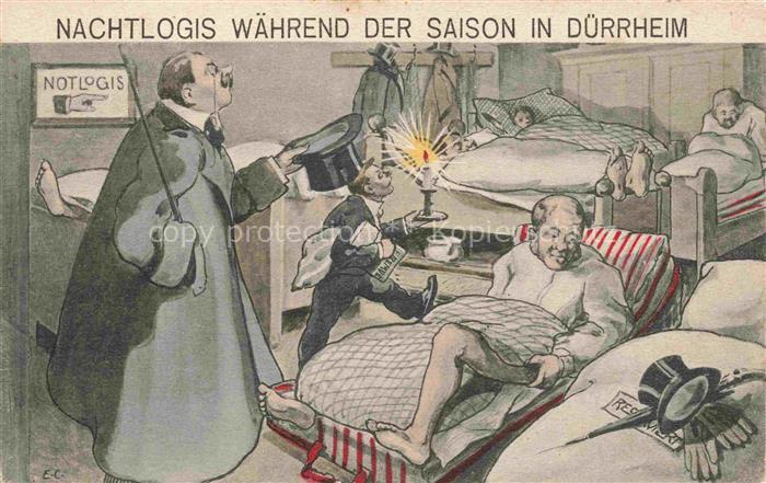 Duerrheim Bad Nachtlogis waehrend der Saison Karikaturen Kuenstlerkarte