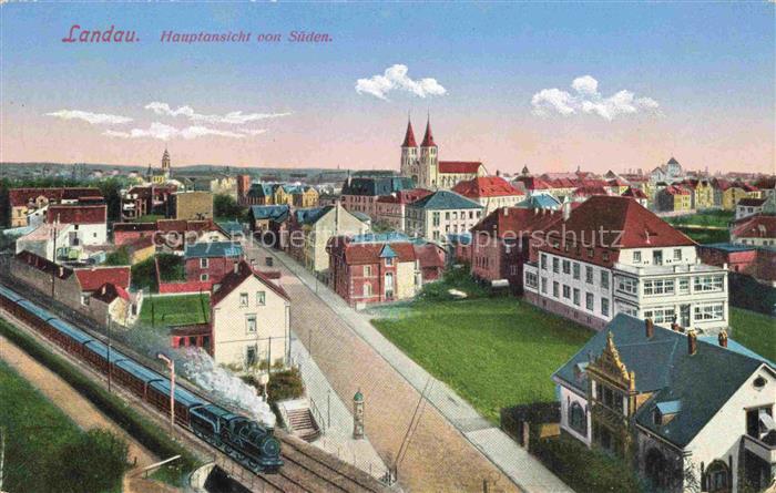 LANDAU  PFALZ Hauptansicht von Sueden Feldpost