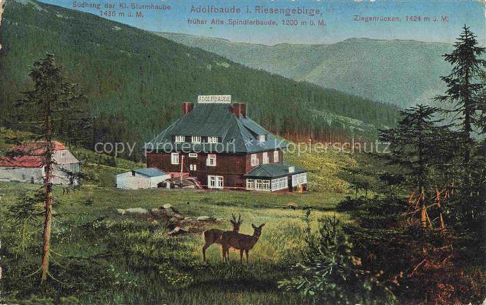 Adolfbaude 1200m Riesengebirge CZ mit Kl Sturmhauben und Ziegenruecken