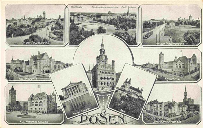 Posen  POZNAN PL Schlosskirche Theaterbruecke Kgl Akademie und Residenzschloss N