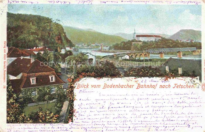 Tetschen-Bodenbach Boehmen DECIN CZ Blick vom Bodenbacher Bahnhof