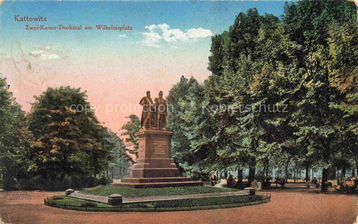 Kattowitz KATOWICE PL Zwei Kaiser Denkmal am Wilhelmplatz Feldpost