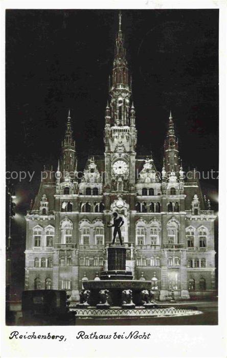 Reichenberg  LIBEREC Boehmen CZ Rathaus bei Nacht