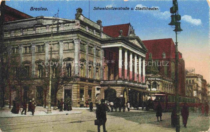 Breslau WROCLAW PL Schweidnitzerstrasse und Stadttheater Feldpost