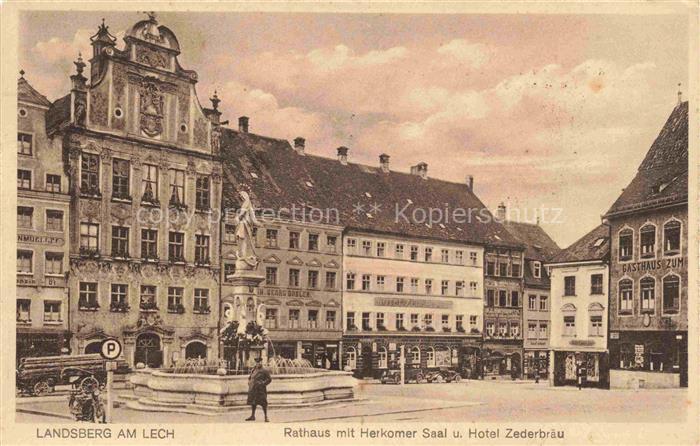 Landsberg Lech Bayern Rathaus mit Herkomer Saal und Hotel Zederbraeu