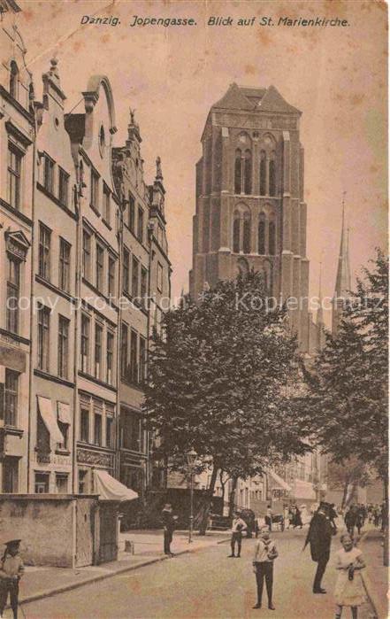 Danzig GDANSK PL Judengasse mit St Marienkirche