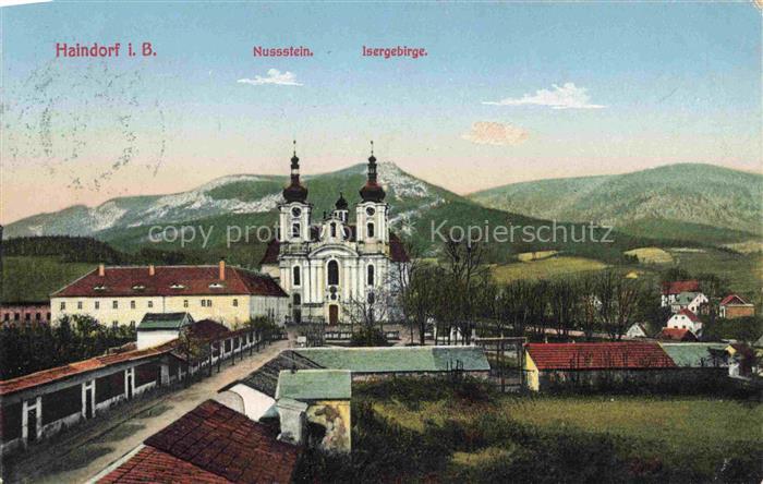 Haindorf  Isergebirge Hejnice CZ mit Kirche Nusstein und Isergebirge