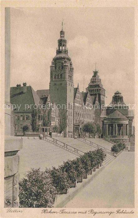 Stettin SZCZECIN Pommern PL Haken Terrasse und Regierungsgebaeude
