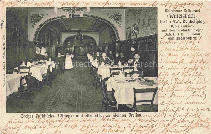 BERLIN  CITY Muenchener Restaurant Wittelsbach
