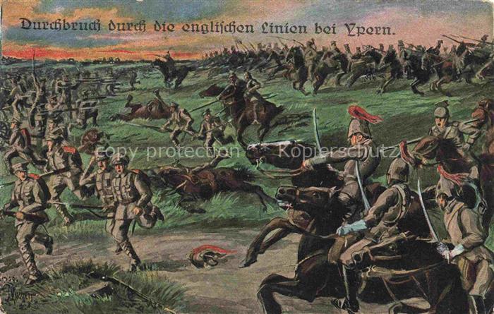 Ypern Ypres Ieper Belgie Durchbruch durch die englischen Linien bei Ypern