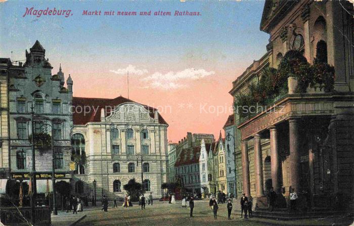 MAGDEBURG  CITY Markt mit neuem und altem Rathaus