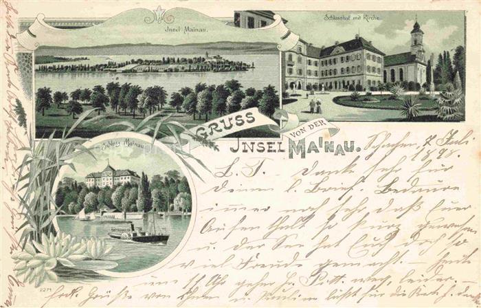 Insel Mainau Schloss Mainau Schlosshof mit Kirche