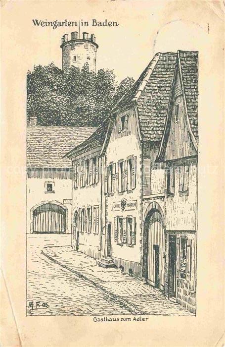 Weingarten Baden Gasthaus zum Adler Zeichnung