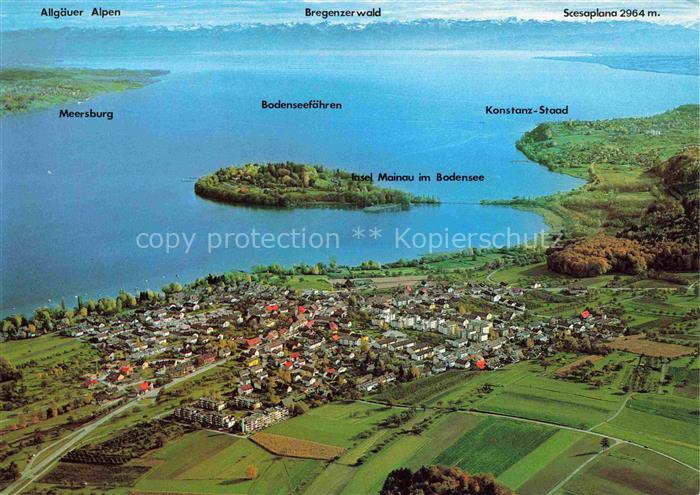 Litzelstetten Konstanz BW Fliegeraufnahme mit Mainau Meersburg Konstanz Staad Bo