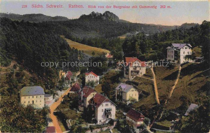 Rathen Saechsische Schweiz Blick von der Burgruine mit Gammerig