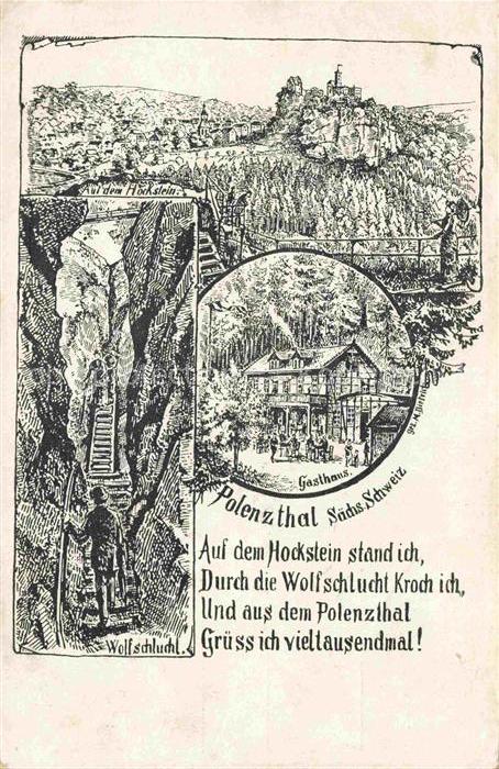Polenzthal Polenztal Hohnstein Sachsen Auf dem Hockstein Wolfschlucht Gasthaus