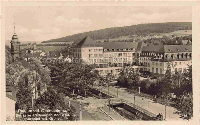 Oberschlema Erzgebirge Sachsen Kurhotel mit Kirche Radiumbad