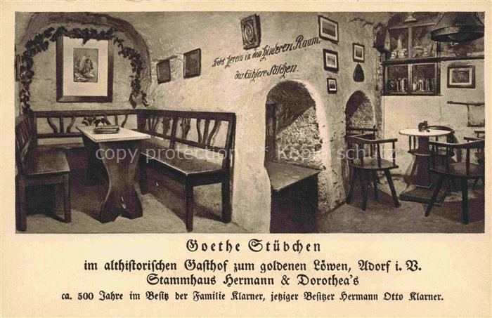 Adorf Vogtland Gasthof zum goldenen Loewen Goethe Stuebchen