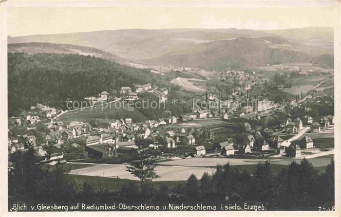 Oberschlema Erzgebirge Sachsen Blick von Gleesberg mit Niederschlema