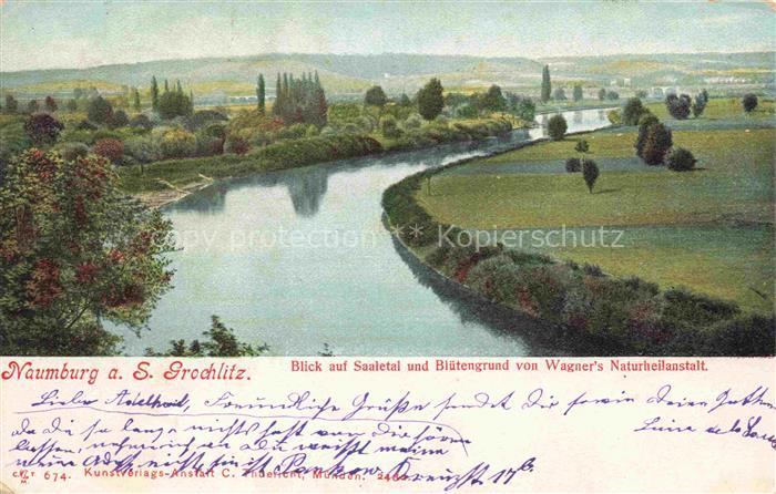 Naumburg  Saale Blick auf Saaletal und Bluetengrund von Wagners Naturheilanstalt